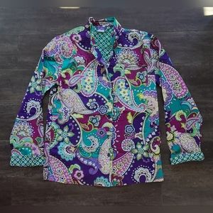 Retired Vera Bradly Heather Pattern Pajama Shirt Size Small Like New